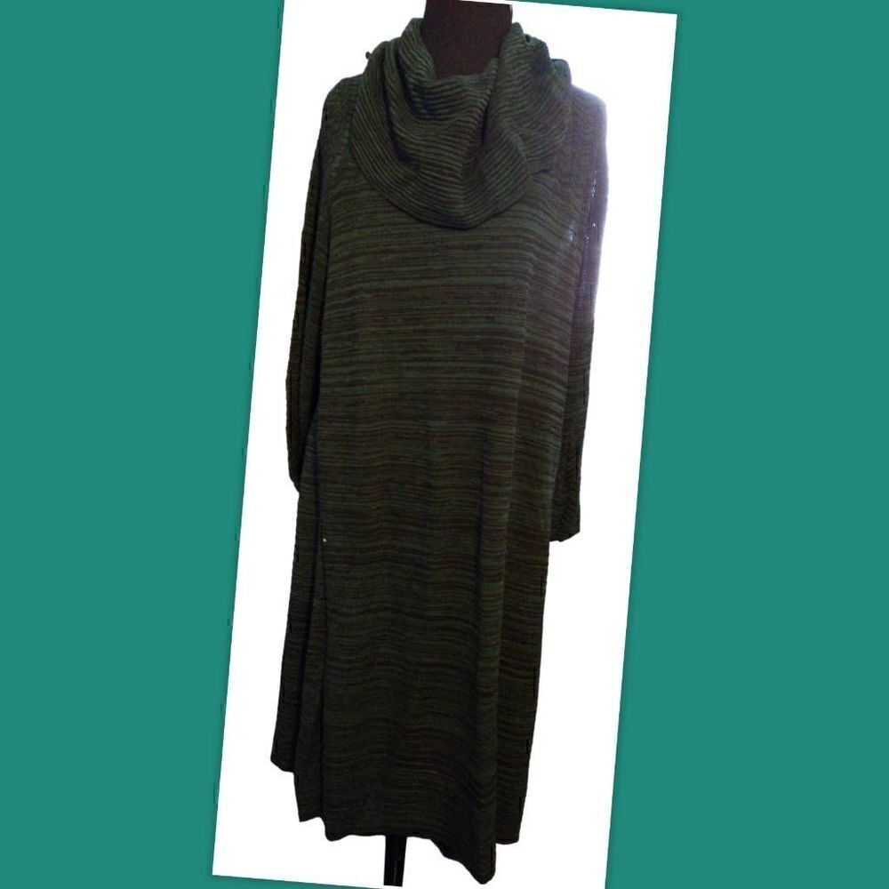 Sandra Darren NWT Cowl Neck Ribbed Knit Midi Dress Size 3X